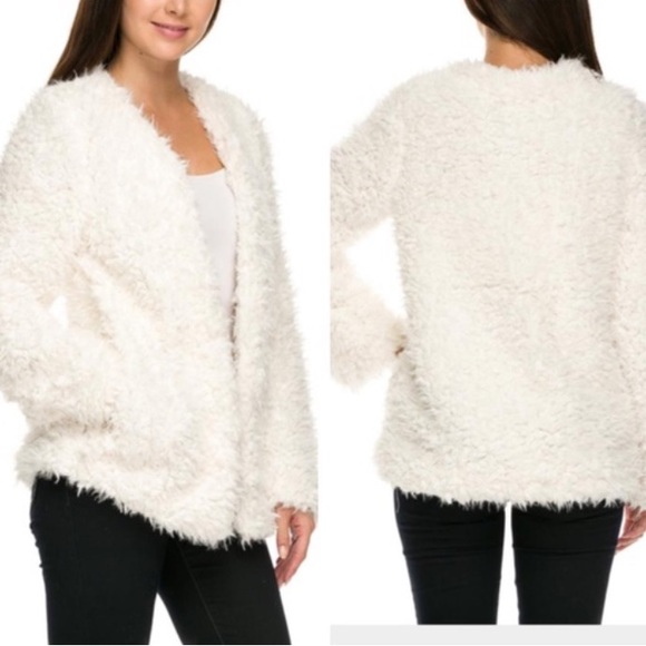 Ambiance White Faux Fur Jacket - Picture 2 of 11